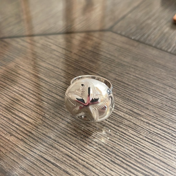 Vintage Sterling Silver Sand Dollar Ring Large Beach Theme Size 7 1/2, Approx. - Picture 9 of 16